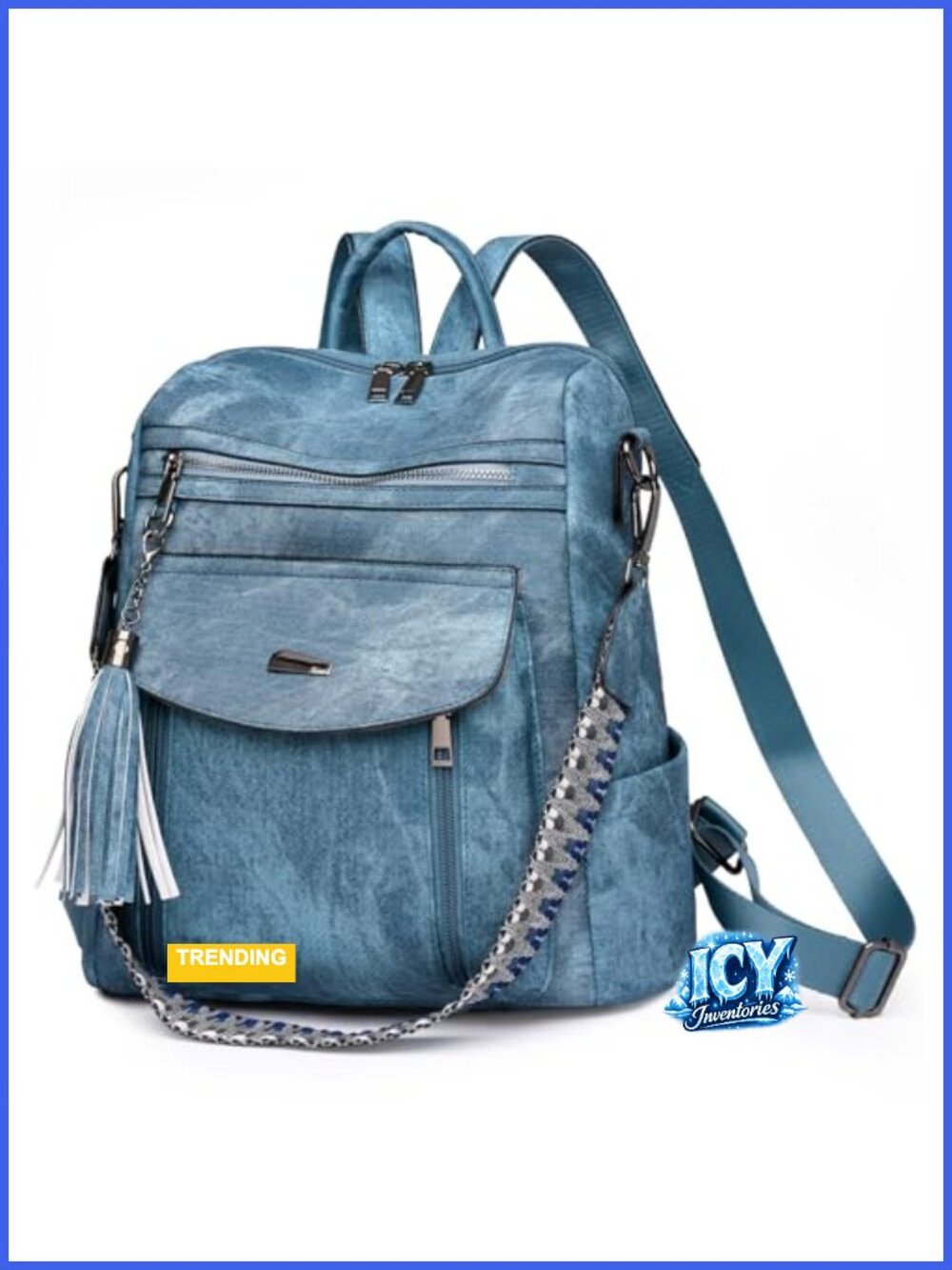 Faux Leather Convertible Backpack Purse for Women, PU Leather Travel Handbag